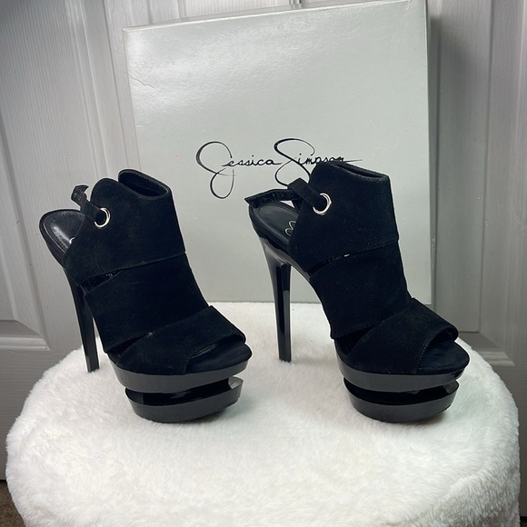 JS-CAT BY JESSICA SIMPSON BLACK KIDSUEDE 7.5M - Picture 4 of 8